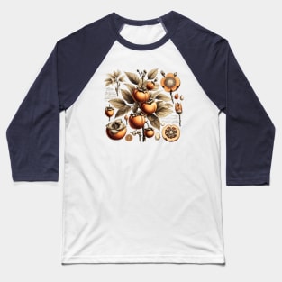 Vintage Persimmon Botanical Baseball T-Shirt